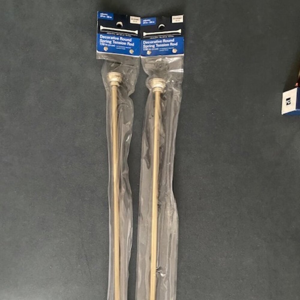 Pair Pewter Decorative Tension Curtain Rods